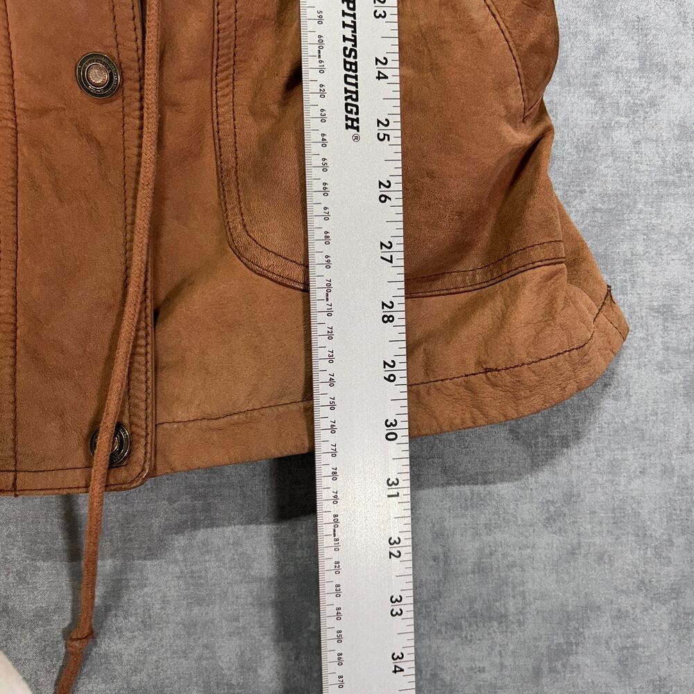 VTG Wilsons Adventure Bound brown leather parka outdoors safari womens XS - Picture 12 of 13